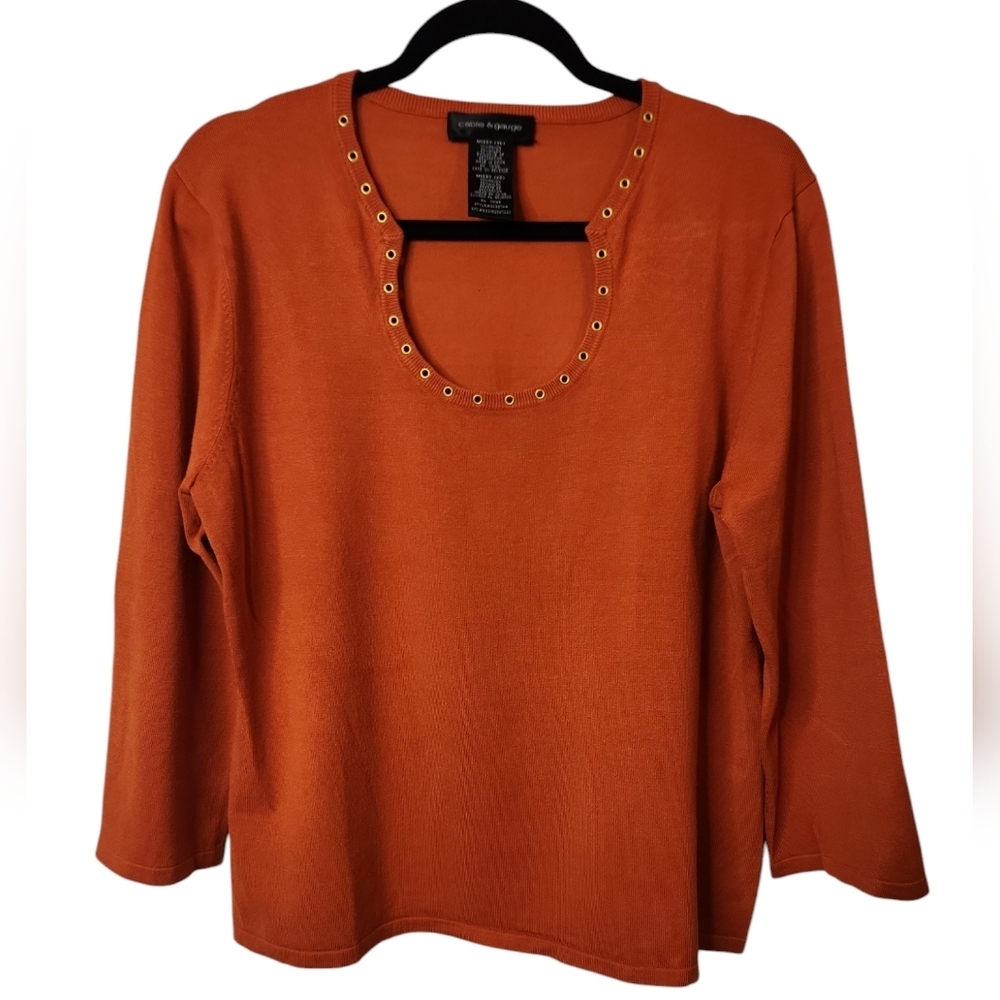 NWOT Cable & Gauge Women's Burnt Orange U Shape Neckline Sweater Size XL